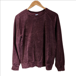 & Other Stories Burgundy Velvet Casual Streetwear Cremweck Sweatshirt Size 8